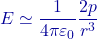 E\simeq \dfrac{1}{4\pi\varepsilon_0}\dfrac{2p}{r^3}