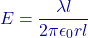 \[E = \frac{\lambda l}{2\pi \epsilon_0 r l}\]