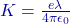 K = \frac{e \lambda}{4\pi \epsilon_0}