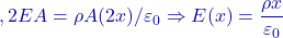 ,2EA=\rho A(2x)/\varepsilon_0\Rightarrow E(x)=\dfrac{\rho x}{\varepsilon_0}