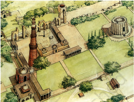 Quwwat ul Islam Mosque Qutb Minar architecture Class 7 History NCERT Chapter 3